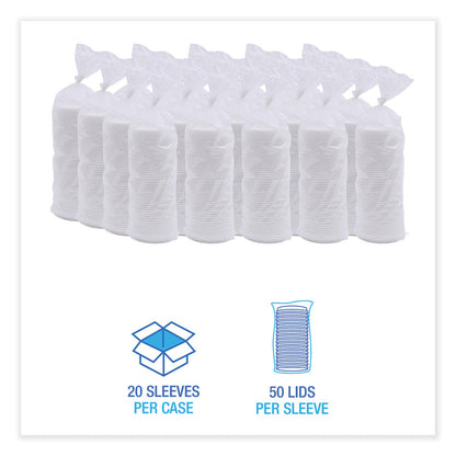Deerfield Hot Cup Lids, Fits 10 oz to 20 oz Boardwalk Deerfield Hot Cups, Plastic, White, 50/Pack, 20 Packs/Carton