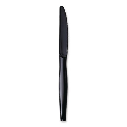 Heavyweight Wrapped Polystyrene Cutlery, Knife, Plastic, Black, 1,000/Carton