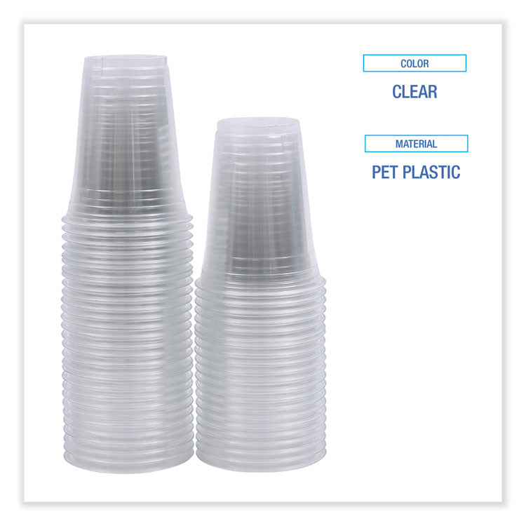 Clear Plastic PET Cups, 16 oz, 50 Cups/Sleeve, 20 Sleeves/Carton