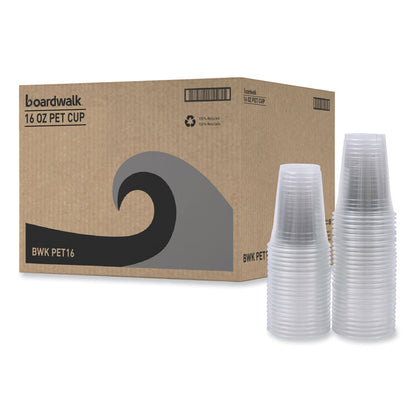 Clear Plastic PET Cups, 16 oz, 50 Cups/Sleeve, 20 Sleeves/Carton