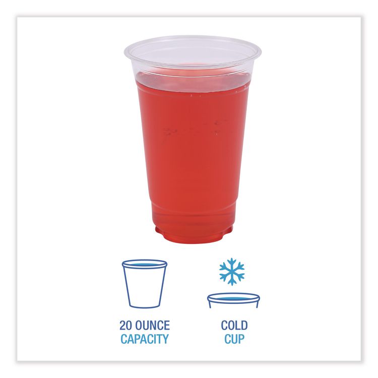 Clear Plastic PET Cups, 20 oz, 50/Sleeve, 20 Sleeves/Carton