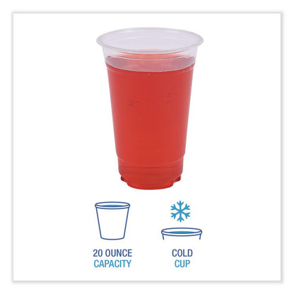 Clear Plastic PET Cups, 20 oz, 50/Sleeve, 20 Sleeves/Carton