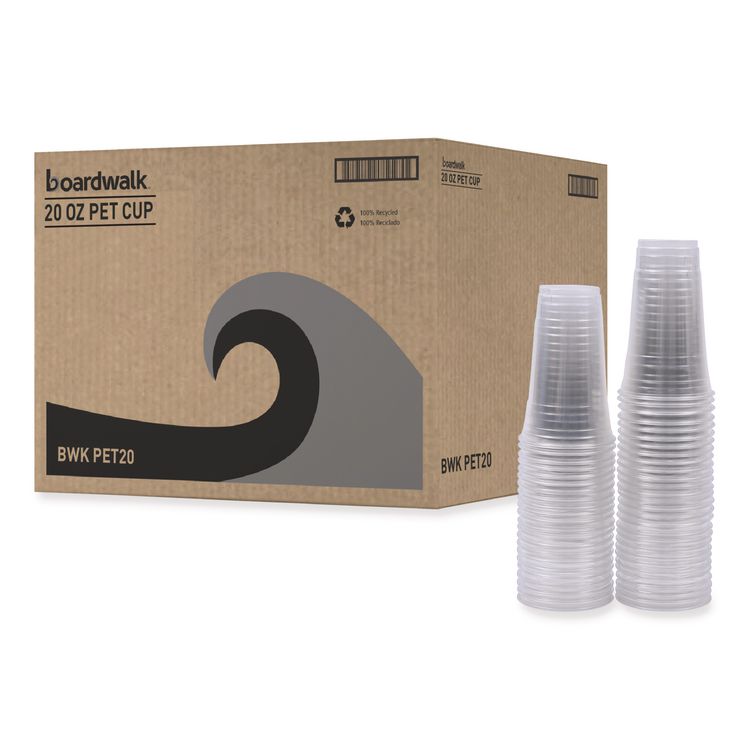 Clear Plastic PET Cups, 20 oz, 50/Sleeve, 20 Sleeves/Carton