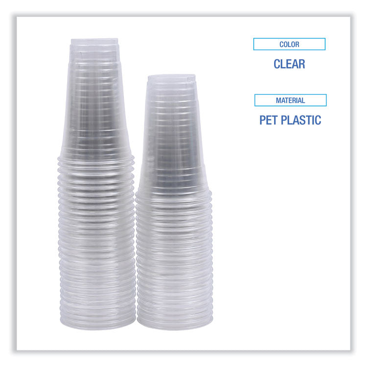 Clear Plastic PET Cups, 24 oz, 50 Cups/Sleeve, 12 Sleeves/Carton