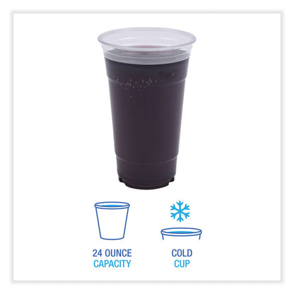 Clear Plastic PET Cups, 24 oz, 50 Cups/Sleeve, 12 Sleeves/Carton