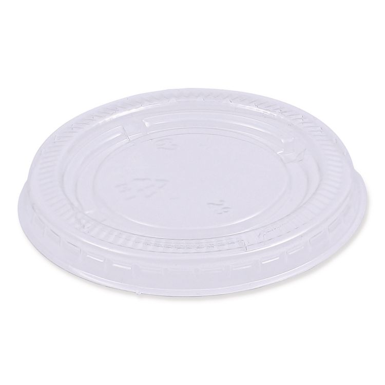 Souffle/Portion Cup Lids, Fits 1.5 oz and 2 oz Portion Cups, Plastic, Clear, 2,500/Carton