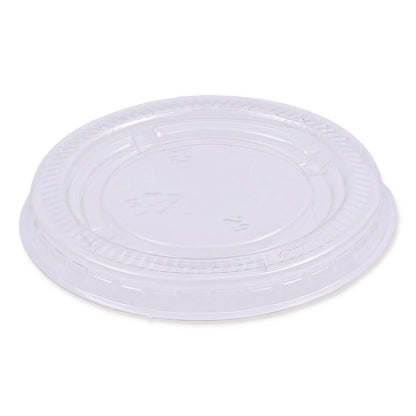 Souffle/Portion Cup Lids, Fits 1.5 oz and 2 oz Portion Cups, Plastic, Clear, 2,500/Carton