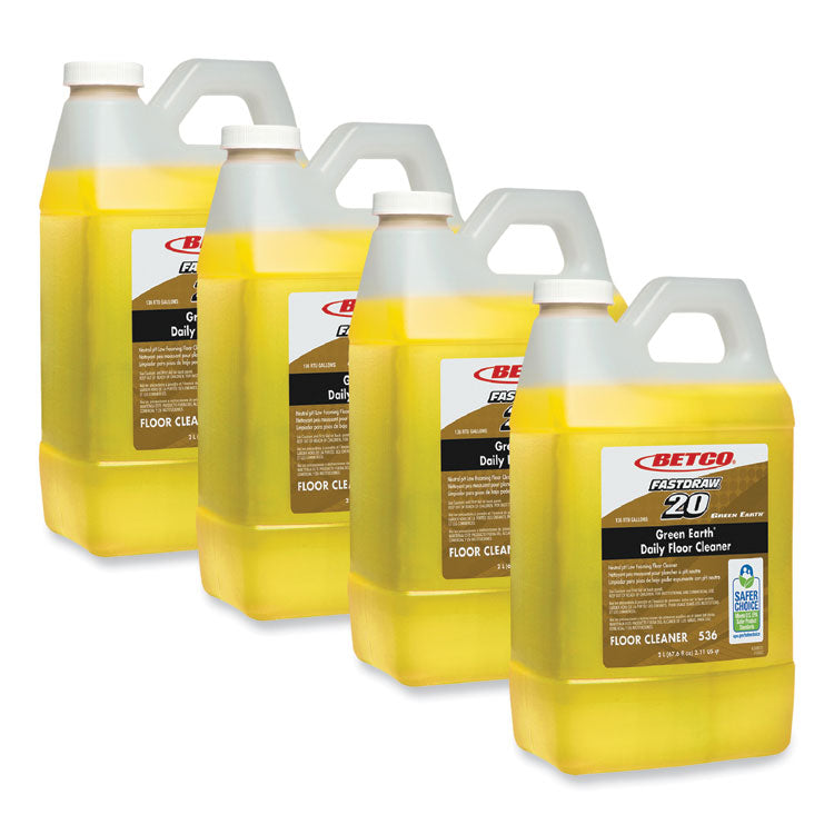 Green Earth Daily FastDraw Floor Cleaner, Unscented, 2 L Bottle, Unscented, 4/Carton