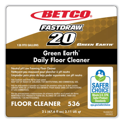 Green Earth Daily FastDraw Floor Cleaner, Unscented, 2 L Bottle, Unscented, 4/Carton