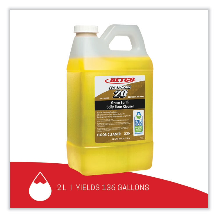 Green Earth Daily FastDraw Floor Cleaner, Unscented, 2 L Bottle, Unscented, 4/Carton