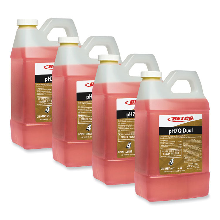 pH7Q Dual Neutral FastDraw Disinfectant Cleaner, Lemon Scent, 67.6 oz Bottle, 4/Carton
