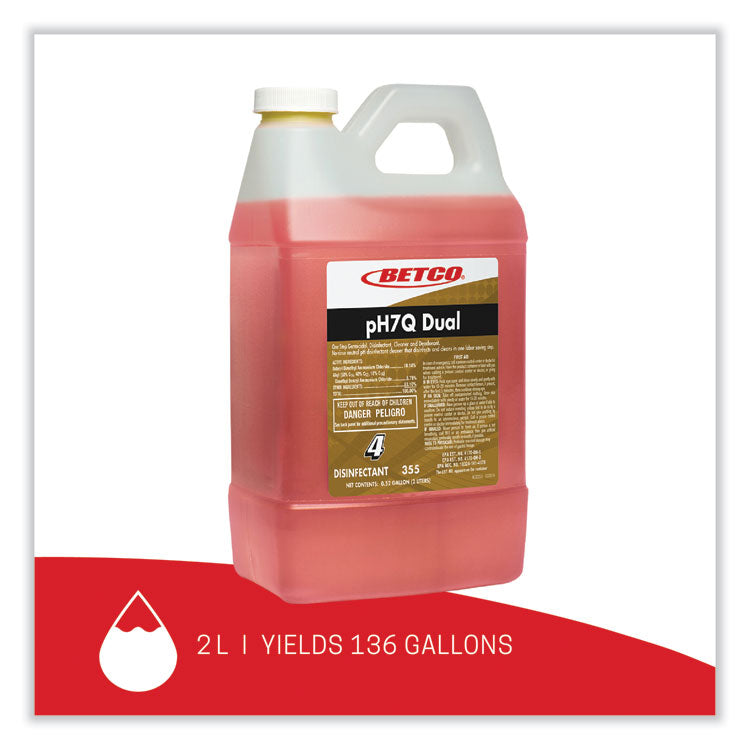 pH7Q Dual Neutral FastDraw Disinfectant Cleaner, Lemon Scent, 67.6 oz Bottle, 4/Carton