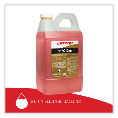 pH7Q Dual Neutral FastDraw Disinfectant Cleaner, Lemon Scent, 67.6 oz Bottle, 4/Carton