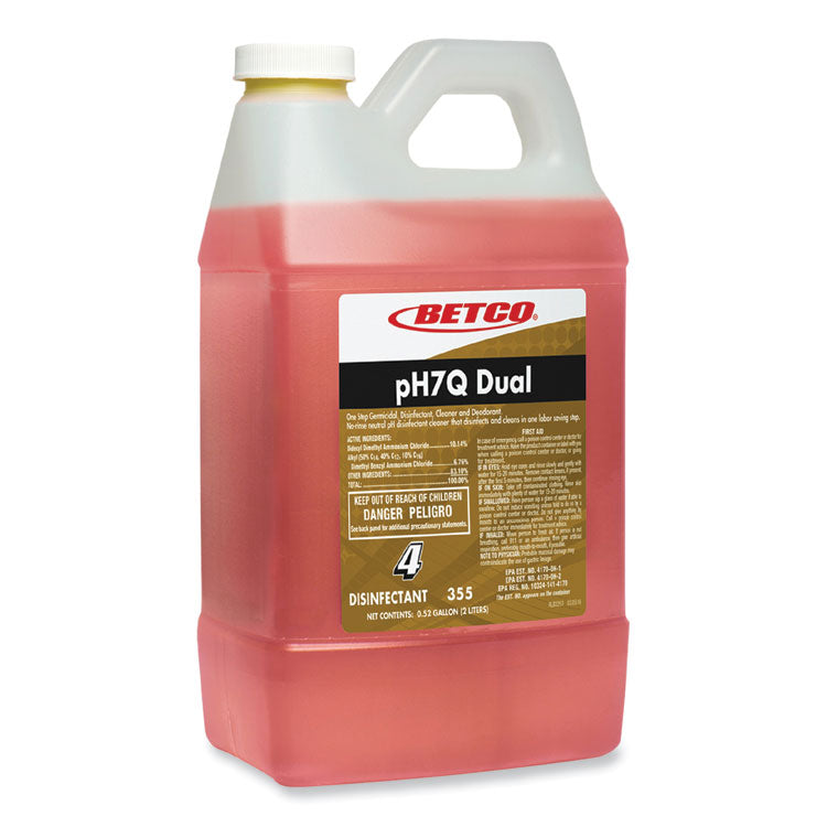 pH7Q Dual Neutral FastDraw Disinfectant Cleaner, Lemon Scent, 67.6 oz Bottle, 4/Carton