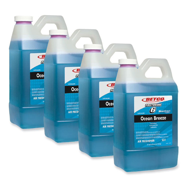 BestScent Ocean Breeze FastDraw Deodorizer, Ocean Breeze, 67.6 oz FastDraw Bottle, 4/Carton