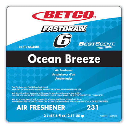 BestScent Ocean Breeze FastDraw Deodorizer, Ocean Breeze, 67.6 oz FastDraw Bottle, 4/Carton