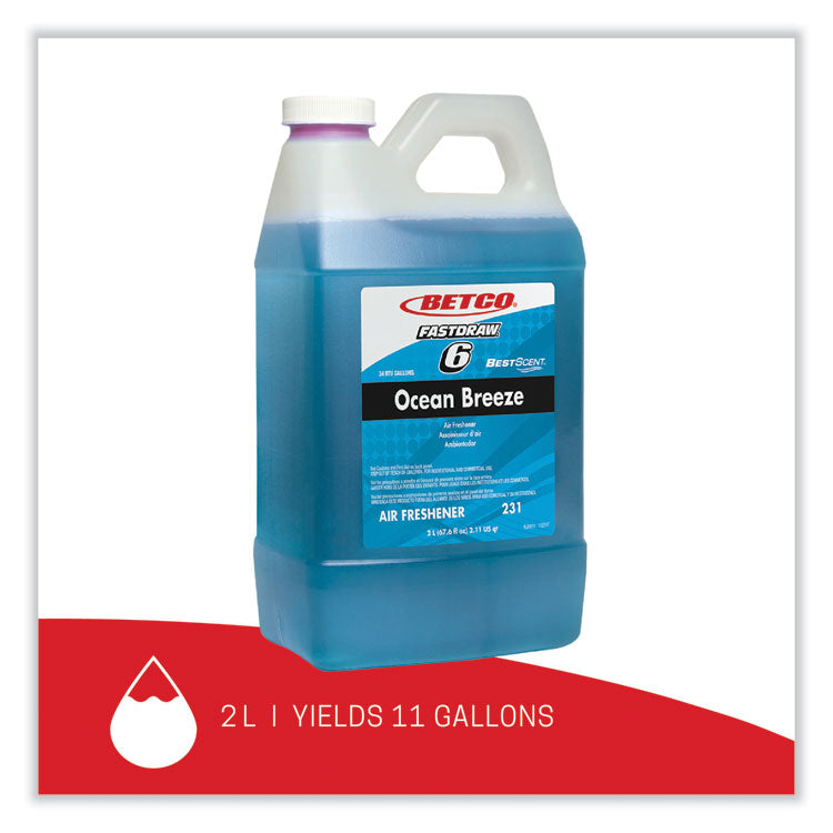 BestScent Ocean Breeze FastDraw Deodorizer, Ocean Breeze, 67.6 oz FastDraw Bottle, 4/Carton