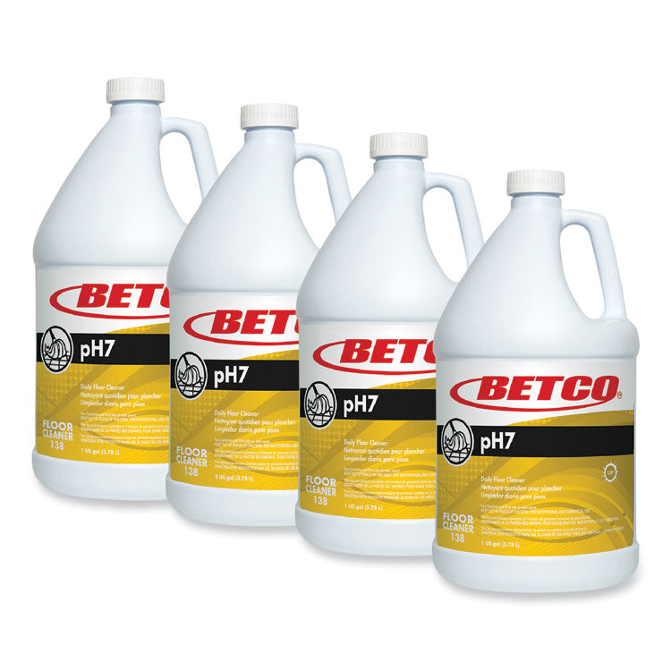 pH7 Floor Cleaner, Lemon Scent, 1 gal Bottle, 4/Carton