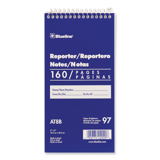 Reporters Note Pad, Blue Cover, Medium/College Rule, (80) White 4 x 8 Sheets