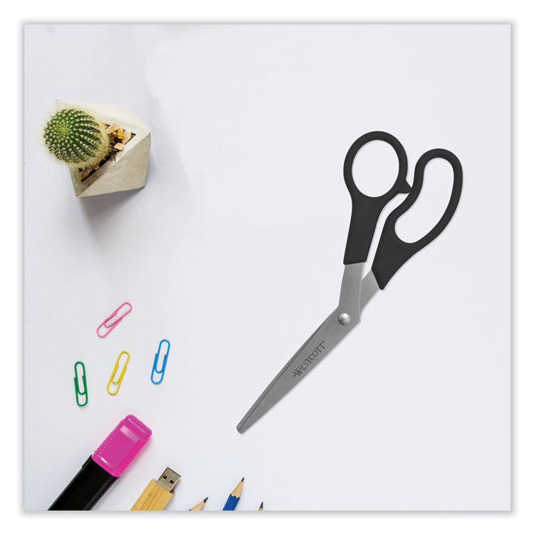 Value Line Stainless Steel Shears Value Pack, 8" Long, 3.5" Cut Length, Crane-Style Black Handle, 3/Pack