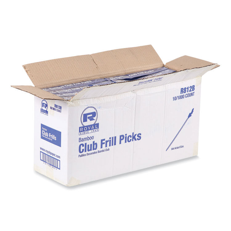 Cellophane-Frill Wood Picks, 4", Bamboo, Assorted Colors, 10,000/Carton
