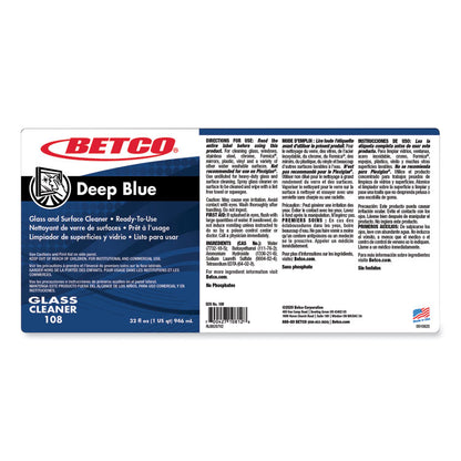 Deep Blue Glass and Surface Cleaner, 32 oz Bottle, 12/Carton