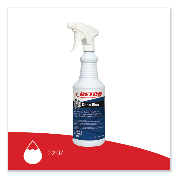 Deep Blue Glass and Surface Cleaner, 32 oz Bottle, 12/Carton
