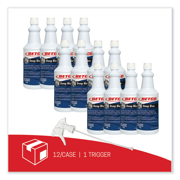 Deep Blue Glass and Surface Cleaner, 32 oz Bottle, 12/Carton