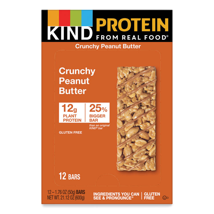 Protein Bars, Crunchy Peanut Butter, 1.76 oz Individually Wrapped, 12/Pack