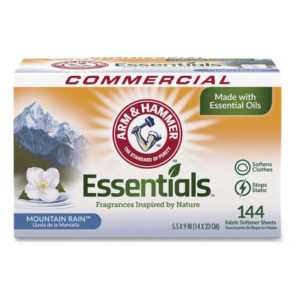 Essentials Dryer Sheets, Mountain Rain Scent, 144 Sheets/Box