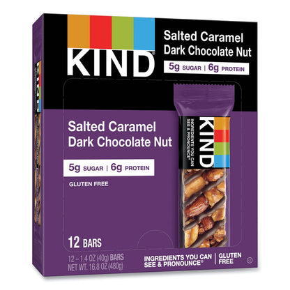 Nuts and Spices Bar, Salted Caramel and Dark Chocolate Nut, 1.4 oz Bar, 12/Pack