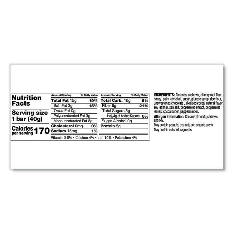 Nuts and Spices Bar, Dark Chocolate Almond Mint, 1.4 oz Bar, 12/Box