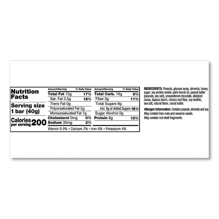 Plus Nutrition Boost Bar, Peanut Butter Dark Chocolate/Protein, 1.4 oz Bar, 12/Box