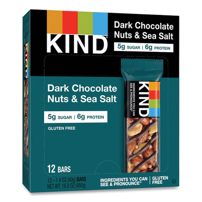Nuts and Spices Bar, Dark Chocolate Nuts and Sea Salt, 1.4 oz Bar, 12/Box