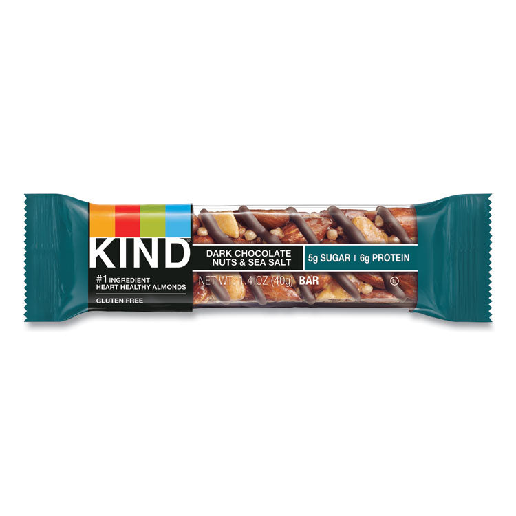 Nuts and Spices Bar, Dark Chocolate Nuts and Sea Salt, 1.4 oz Bar, 12/Box