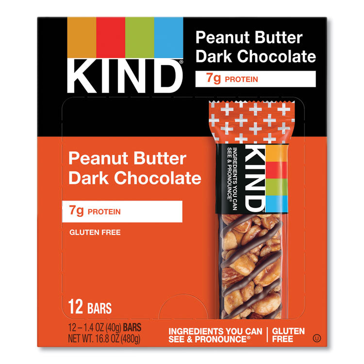 Plus Nutrition Boost Bar, Peanut Butter Dark Chocolate/Protein, 1.4 oz Bar, 12/Box