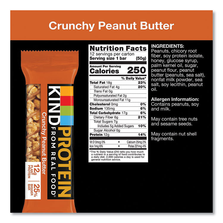 Protein Bars, Crunchy Peanut Butter, 1.76 oz Individually Wrapped, 12/Pack