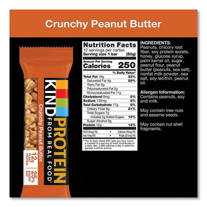 Protein Bars, Crunchy Peanut Butter, 1.76 oz Individually Wrapped, 12/Pack