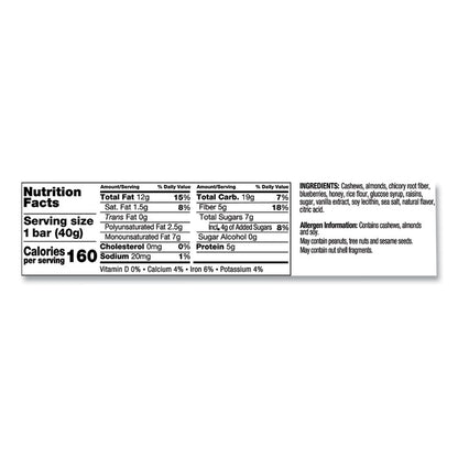 Fruit and Nut Bars, Blueberry Vanilla and Cashew, 1.4 oz Bar, 12/Box