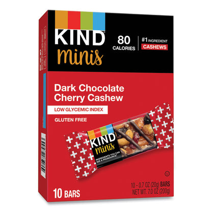 Minis, Dark Chocolate Cherry Cashew, 0.7 oz Bar, 10/Pack