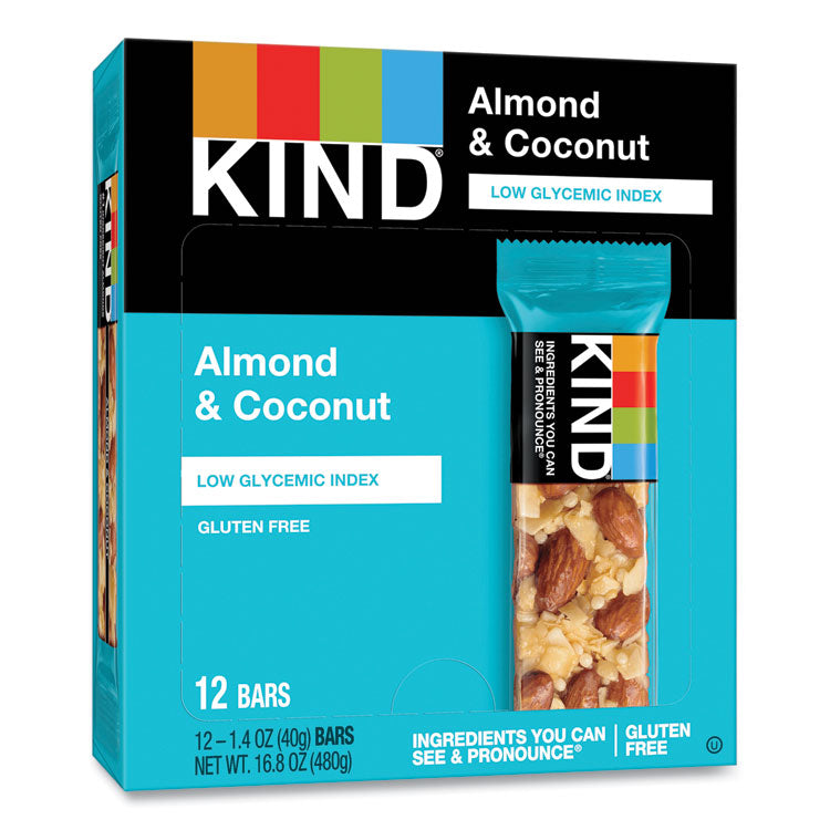 Fruit and Nut Bars, Almond and Coconut, 1.4 oz Bar, 12/Box