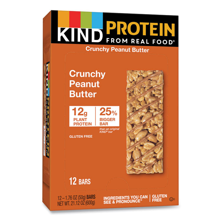 Protein Bars, Crunchy Peanut Butter, 1.76 oz Individually Wrapped, 12/Pack