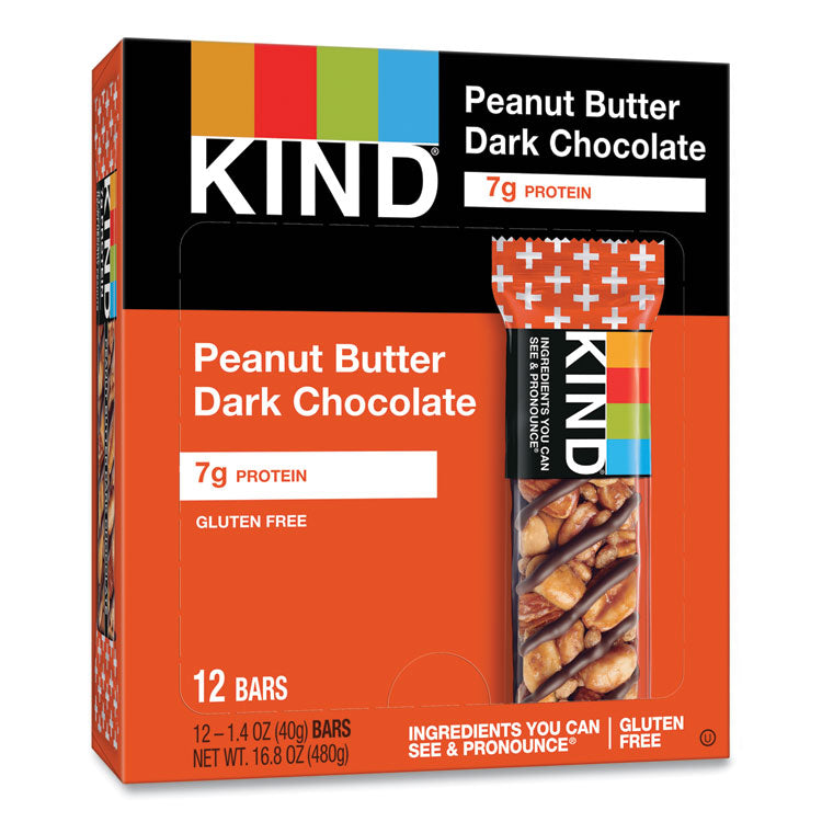 Plus Nutrition Boost Bar, Peanut Butter Dark Chocolate/Protein, 1.4 oz Bar, 12/Box