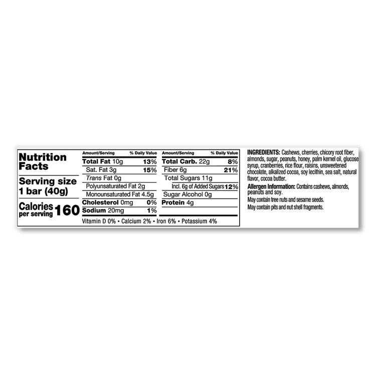 Plus Nutrition Boost Bar, Dk ChocolateCherryCashew/Antioxidants, 1.4 oz Bar, 12/Box