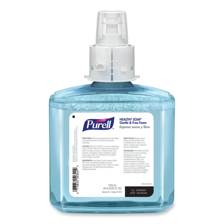 HEALTHY SOAP Gentle and Free Foam Refill, For ES6 Dispensers, Fragrance-Free, 1,200 mL, 2/Carton