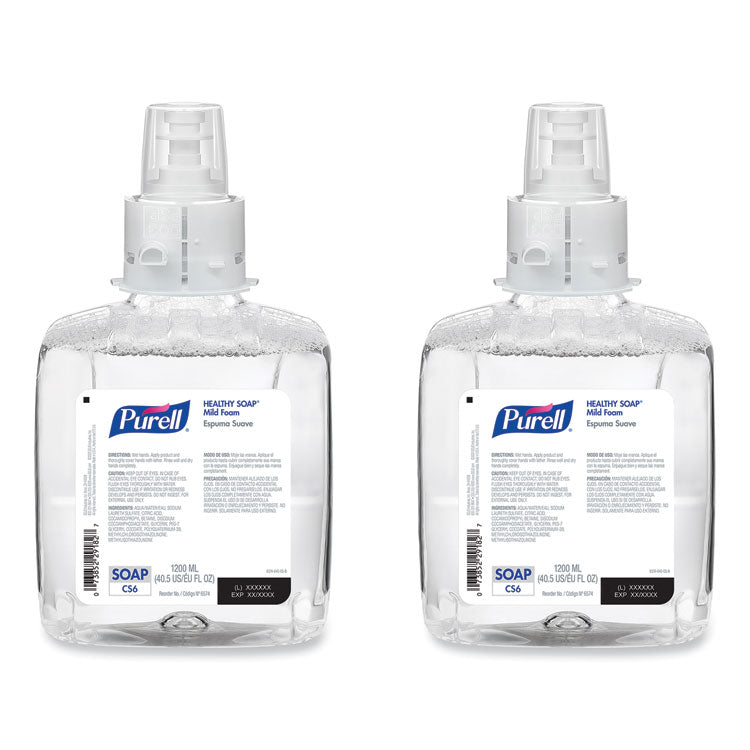 HEALTHY SOAP Mild Foam Refill, For CS6 Dispensers, Fragrance-Free, 1,200 mL, 2/Carton