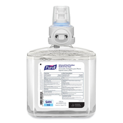 Advanced Hand Sanitizer Gentle and Free Foam, 1,200 mL Refill, Fragrance-Free, For ES8 Dispensers, 2/Carton
