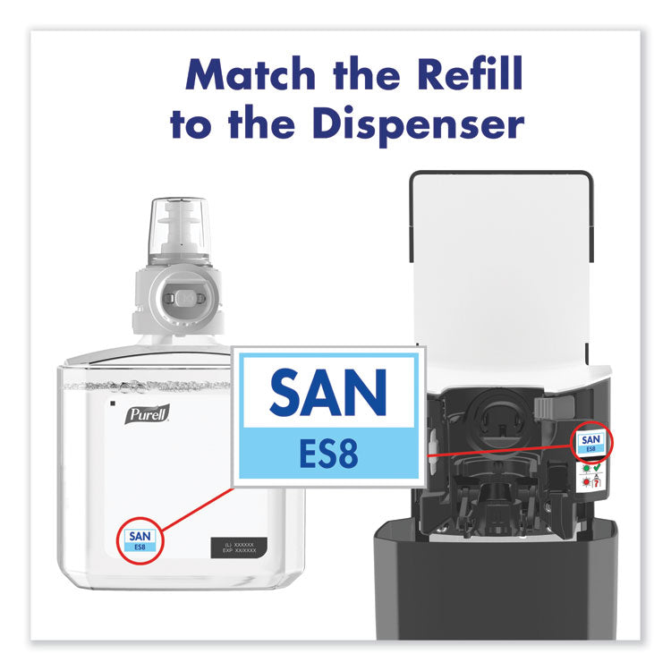 Advanced Hand Sanitizer Gentle and Free Foam, 1,200 mL Refill, Fragrance-Free, For ES8 Dispensers, 2/Carton