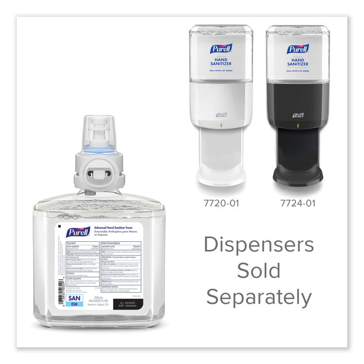Advanced Hand Sanitizer Foam, For ES8 Dispensers, 1,200 mL Refill, Clean Scent, 2/Carton