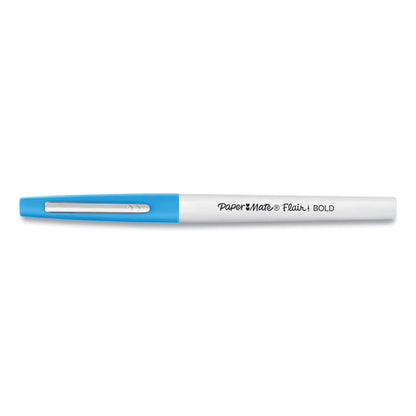 Flair Felt Tip Porous Point Pen, Stick, Bold 1.2 mm, Assorted Ink Colors, White Pearl Barrel, 12/Pack